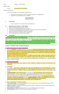 Work Immersion Module: Workplace Behavior & Ethics