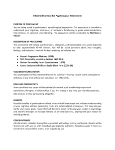 Informed Consent for Psychological Assessment