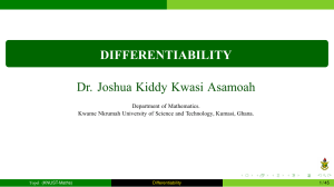 Differentiability Lecture Notes by Dr. Joshua Asamoah