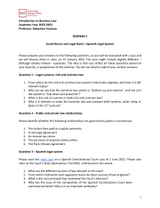 Introduction to Business Law Seminar Questions
