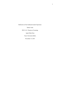 Reflection on Gratitude Journal Experience in Psychology