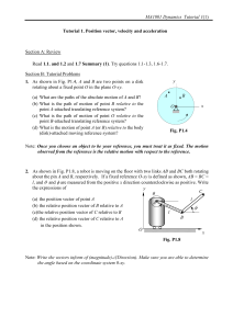 MA1001 Dynamics Tutorial 1: Position, Velocity, Acceleration