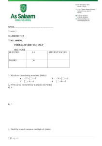 Mathematics Exam Paper - As Salaam High School