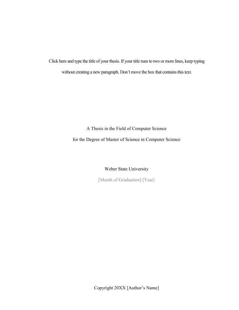 Computer Science Master's Thesis Template