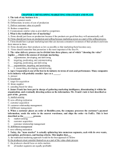 Marketing Strategies Quiz: Chapter 2 Questions