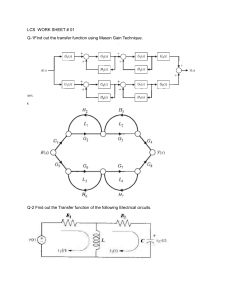 LCS Worksheet #01: Transfer Functions & Control Systems