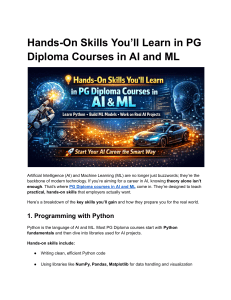PG Diploma AI ML Skills: Hands-On Learning