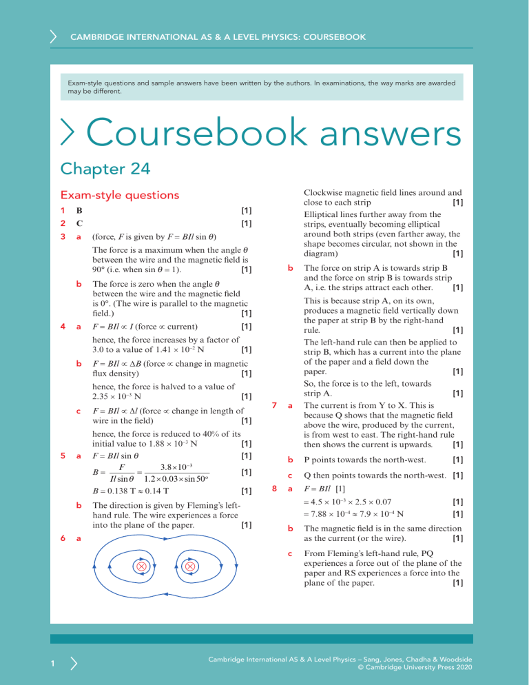 Cambridge AS & A Level Physics Coursebook Answers