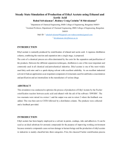 Steady State Simulation of Ethyl Acetate Production