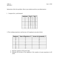 CHE 111 Module 7: Statistics Problems (Correlation & Regression)