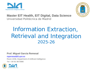 Information Extraction, Retrieval & Integration Course Syllabus