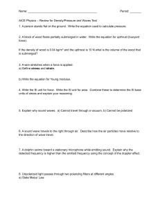 AICE Physics Review Test: Density, Pressure, Waves