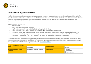 Utrecht University Study Abroad Application Form
