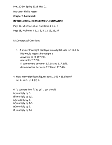 PHY120-30 Spring 2023 HW 01: Physics Chapter 1 Homework