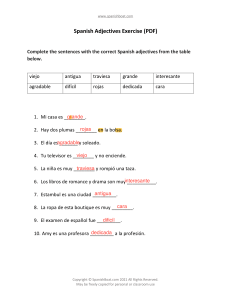 Ejercicio de Adjetivos en Espa&ntilde;ol (PDF)