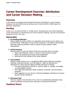 Career Development Exercise: Attribution and Career Decision-Making