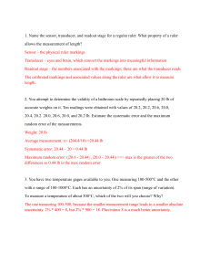 Measurement Concepts Worksheet: Ruler, Error, Temperature Gauges