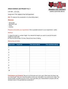 Galileo's Free Fall Experiment Lab Project