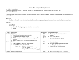 Lesson Plan: Asking and Giving Directions