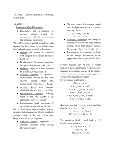 Physics Lecture Notes: Kinematics & Motion