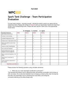 Spark Tank Challenge Team Participation Evaluation Form
