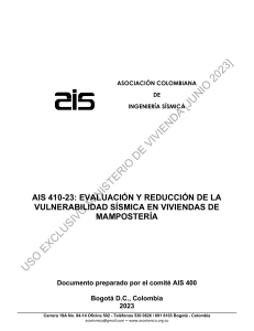 AIS 410-23: Evaluaci&oacute;n y reducci&oacute;n de vulnerabilidad s&iacute;smica en viviendas de mamposter&iacute;a