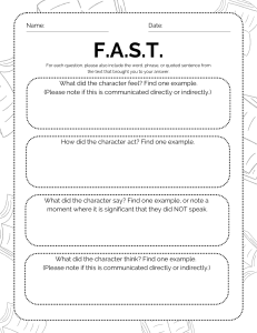 F.A.S.T. Character Analysis Worksheet