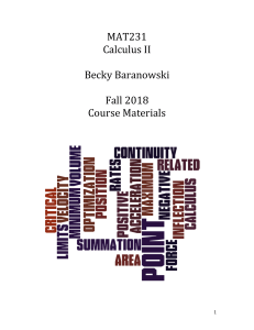MAT231 Calculus II Course Materials Fall 2018