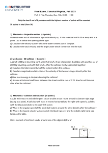 Final Exam Classical Physics Fall 2023 Constructor University