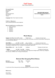 Maritime Professional Resume: Captain, Chief Officer, Qualifications