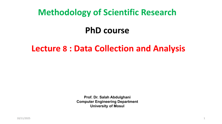 Data Collection and Analysis - PhD Lecture