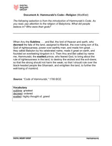 Hammurabi&rsquo;s Code: Religion Excerpt (Modified)