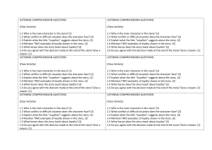 Listening Comprehension Questions for 'Loyalties' Story