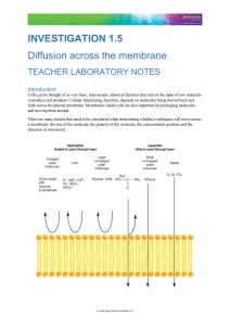 Diffusion Across Membrane: Teacher Lab Notes