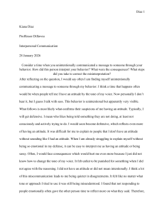Reflection on Unintentional Communication in Interpersonal Relationships