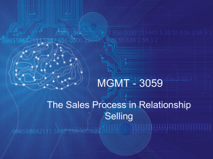 MGMT 3059: The Sales Process in Relationship Selling