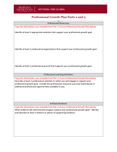 Professional Growth Plan Parts 2 and 3 | Indiana Wesleyan University