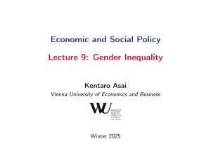 Lecture 9: Gender Inequality in Economic and Social Policy