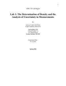 Lab Report: Density & Uncertainty Analysis