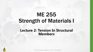 ME 255 Lecture 2: Tension in Structural Members