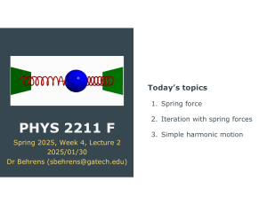 PHYS 2211 F Lecture 2: Spring Force & Simple Harmonic Motion