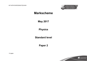 IB Physics SL Paper 2 May 2017 Markscheme