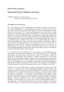 Matriarchal Society: Definition and Theory by Heide G&ouml;ttner-Abendroth