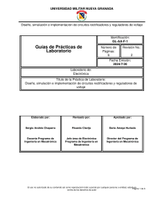 Gu&iacute;a de Laboratorio: Dise&ntilde;o de Circuitos Rectificadores y Reguladores