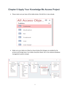 MS Access Project: Chapter 6 Apply Your Knowledge