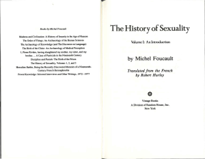 The History of Sexuality Vol 1: Introduction