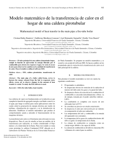 Modelo matem&aacute;tico de transferencia de calor en caldera pirotubular