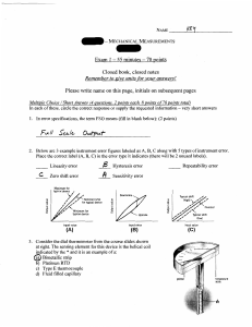 ME 414 Mechanical Measurements Exam 1
