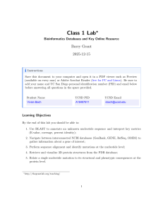 Bioinformatics Lab: Databases & Online Resources