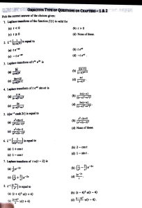 Objective Questions on Laplace Transforms Chapters 1-2